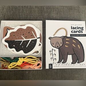 Wee Gallery Woodland Animals Lacing Cards - Brown & Black Animal Set